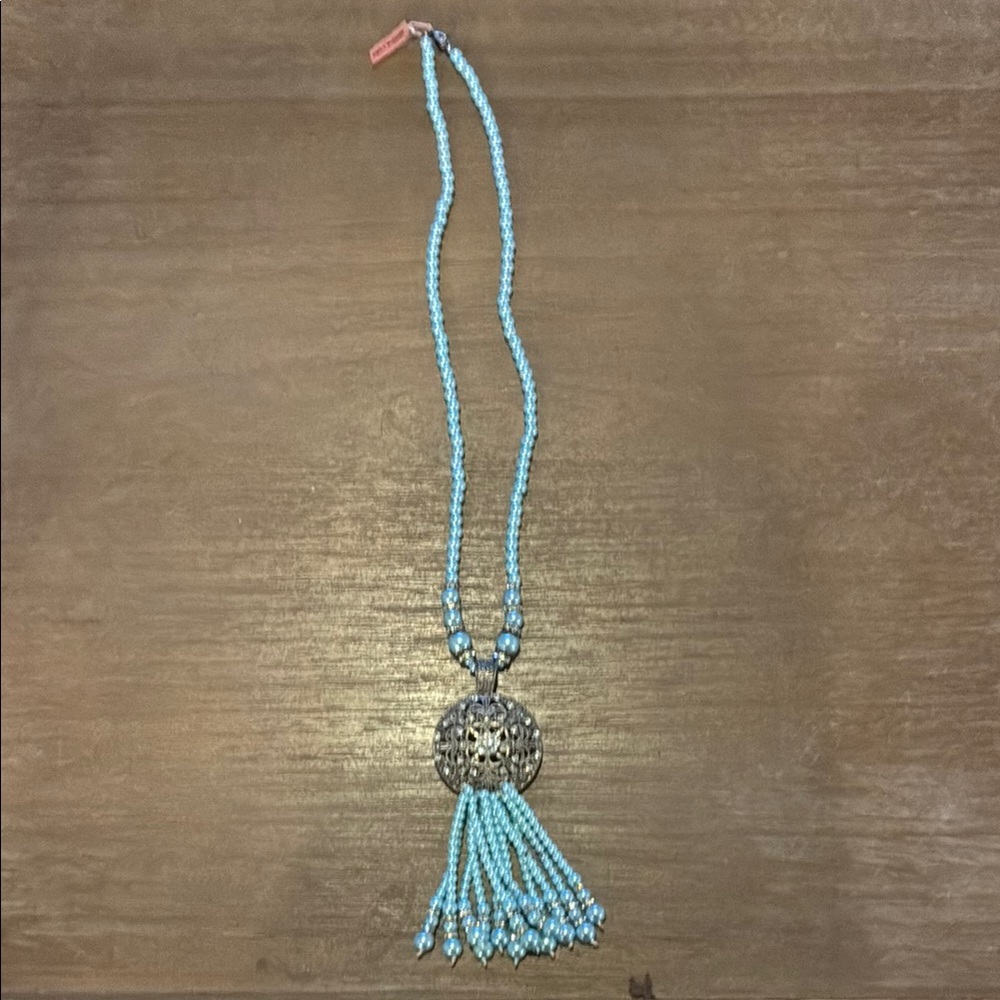 Elegant Silver and ice Blue Beaded Necklace
